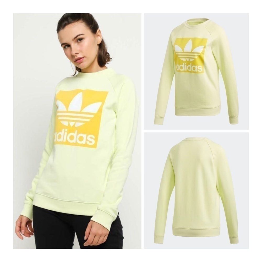 𝅺adidas Trefoil Crew Ice Yellow Sweatshirt